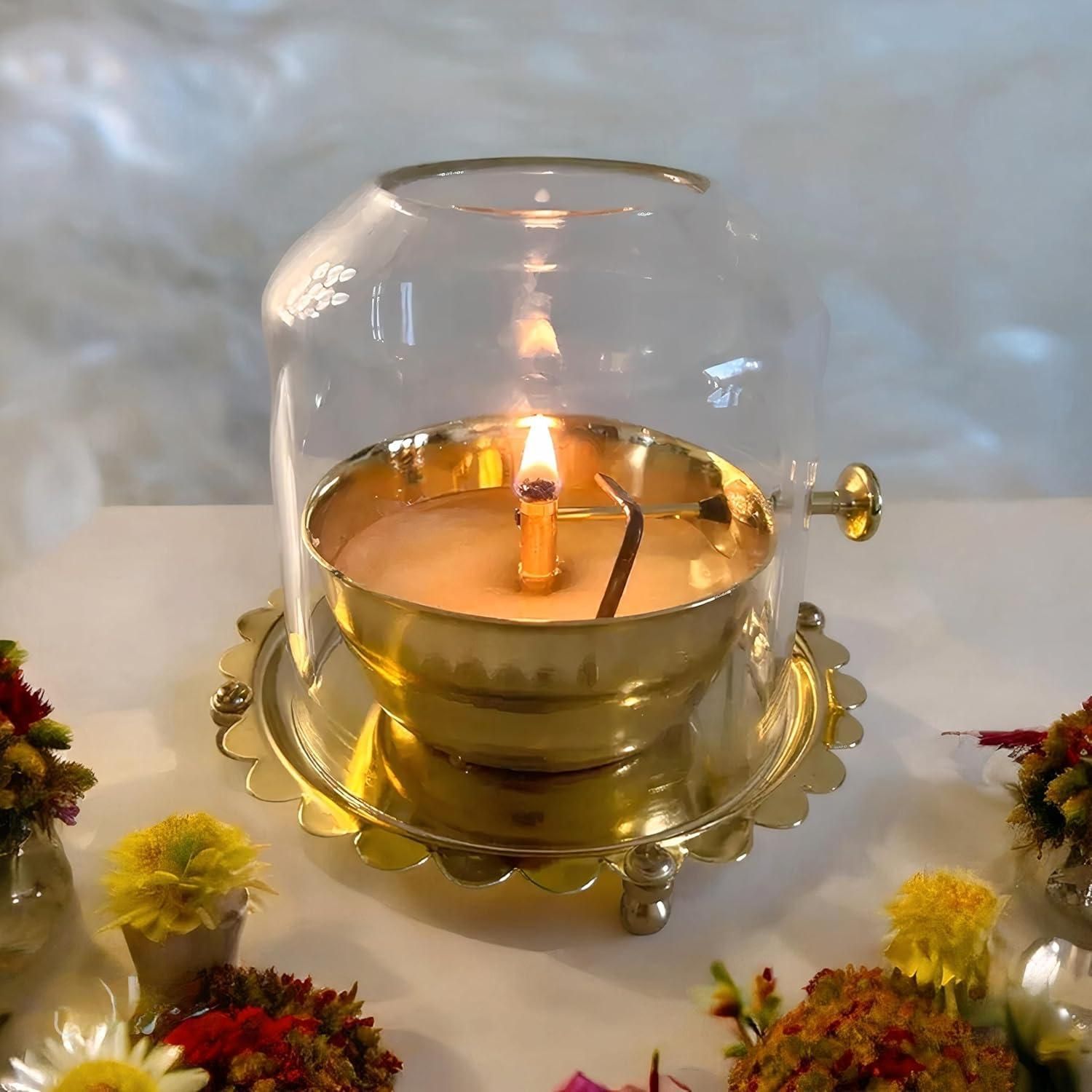 Golden Brass Akhand Diya –  For Puja & Festive Decor
