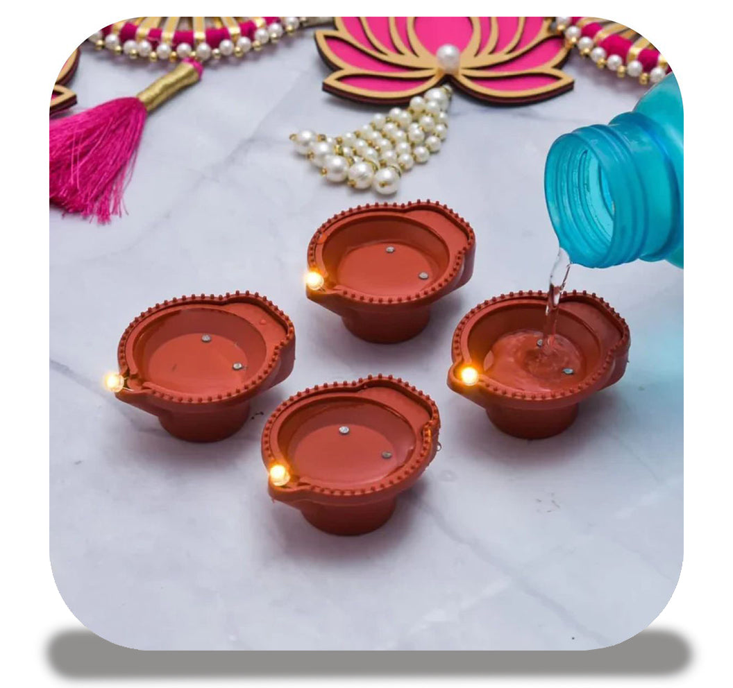 Flameless Water Diya — Plastic with, Ambient Lights, (Pack of 6) 35% OFF