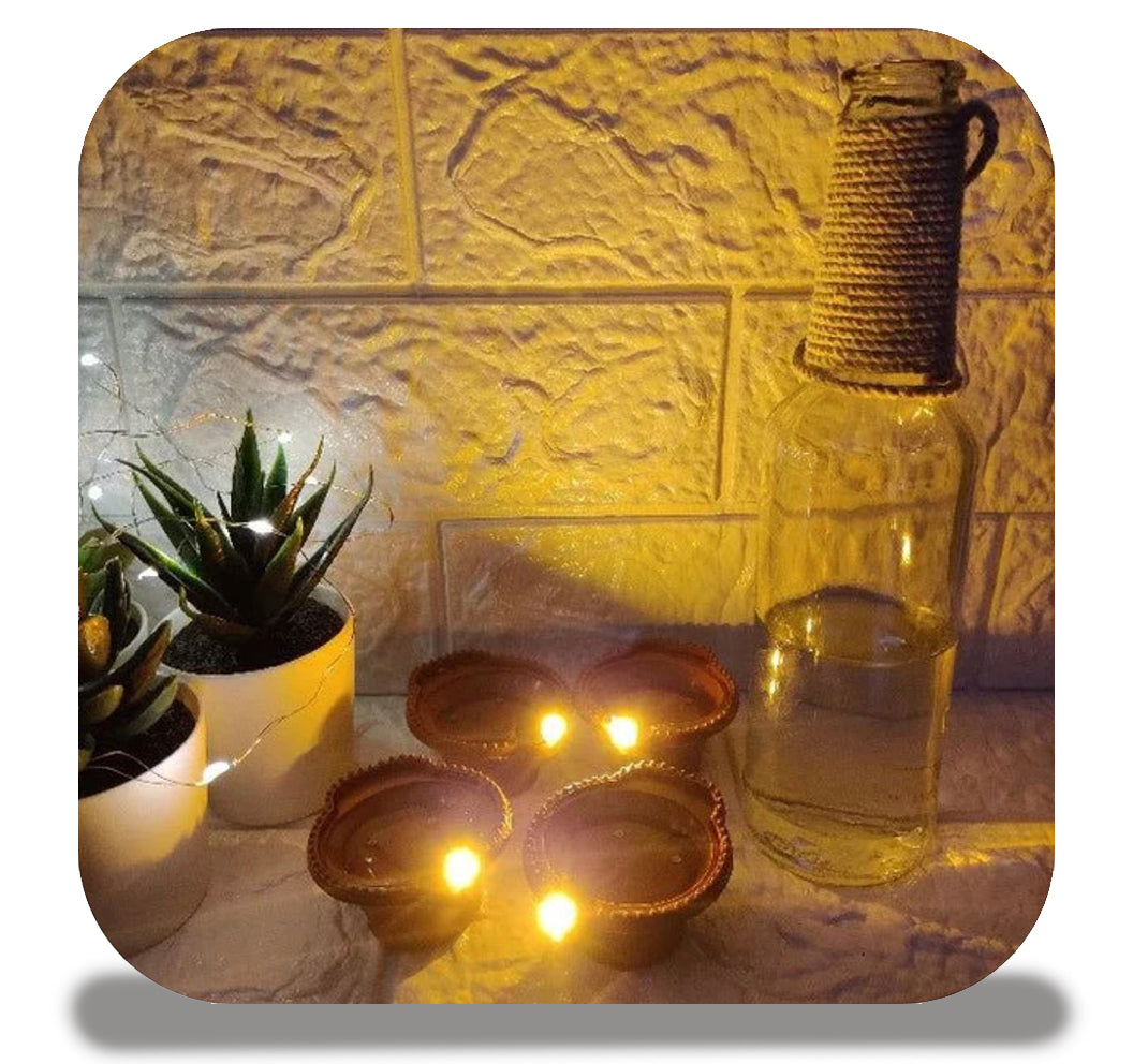 Flameless Water Diya — Plastic with, Ambient Lights, (Pack of 6) 35% OFF