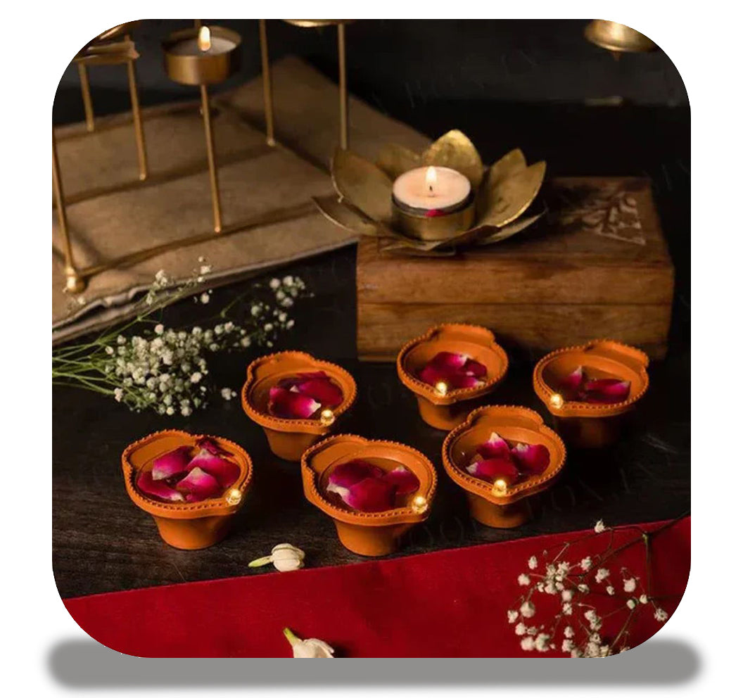 Flameless Water Diya — Plastic with, Ambient Lights, (Pack of 6) 35% OFF
