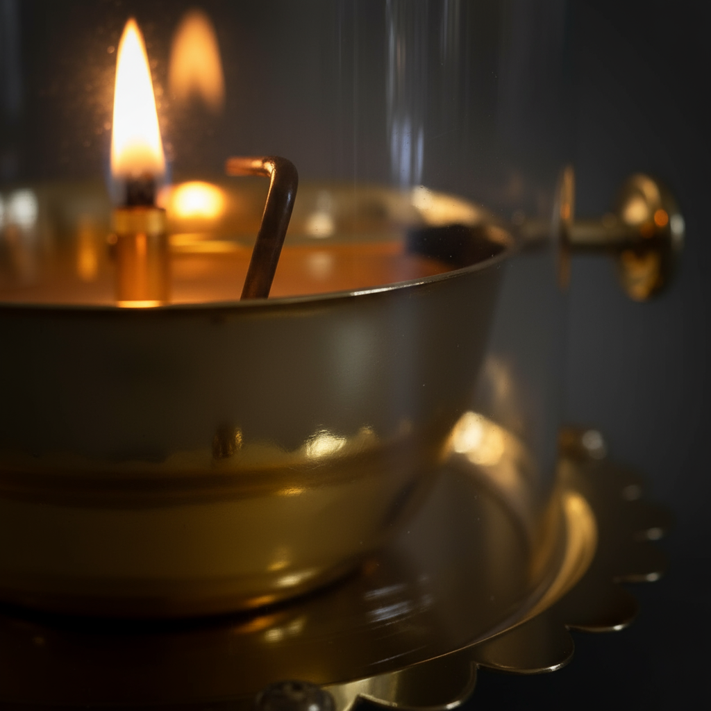 Golden Brass Akhand Diya –  For Puja & Festive Decor